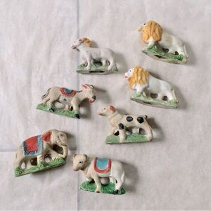 SOLD Vintage 60s Bisque Porcelain Animal Figurines Set of 7 | Japan